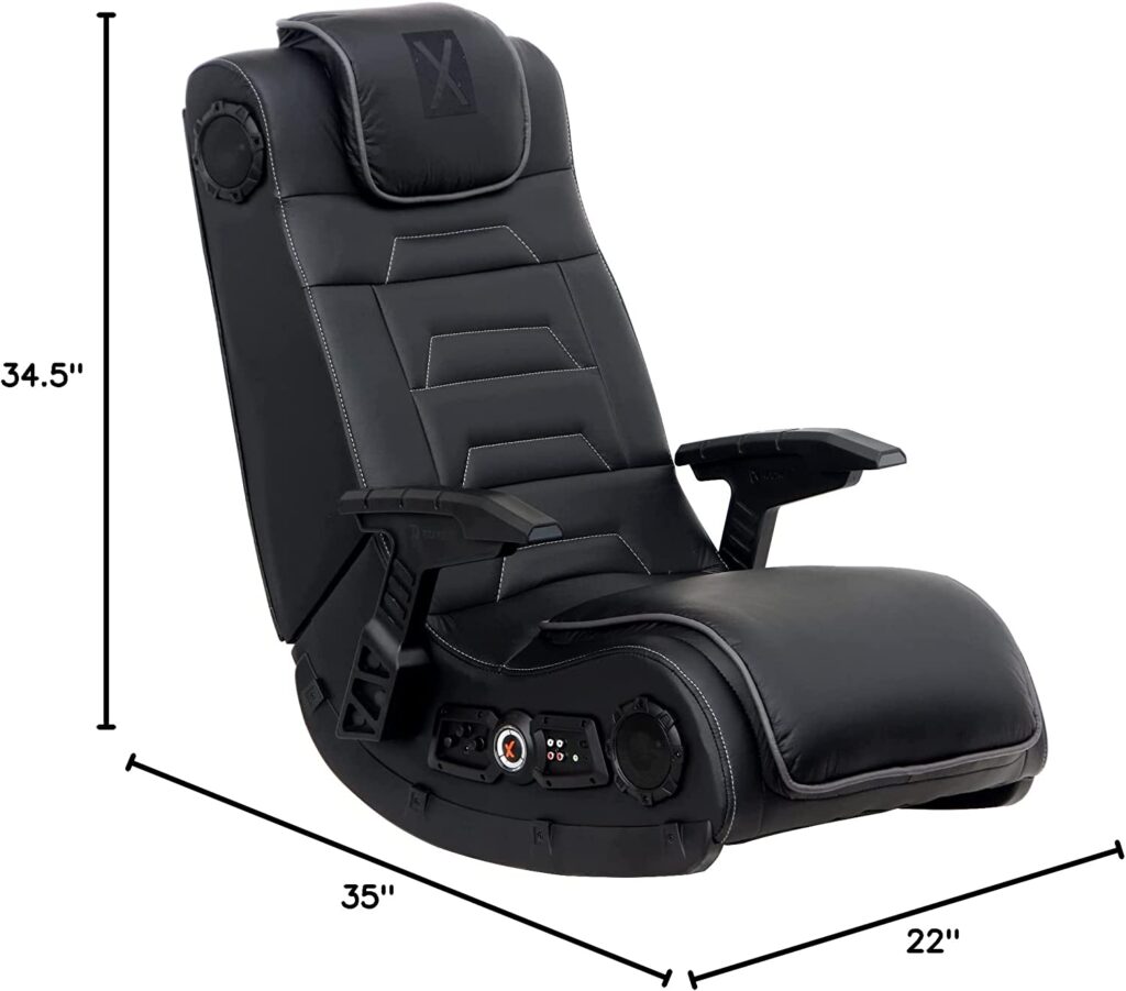 X Rocker Pro Series H3 Black Leather Vibrating Floor Video Gaming Chair